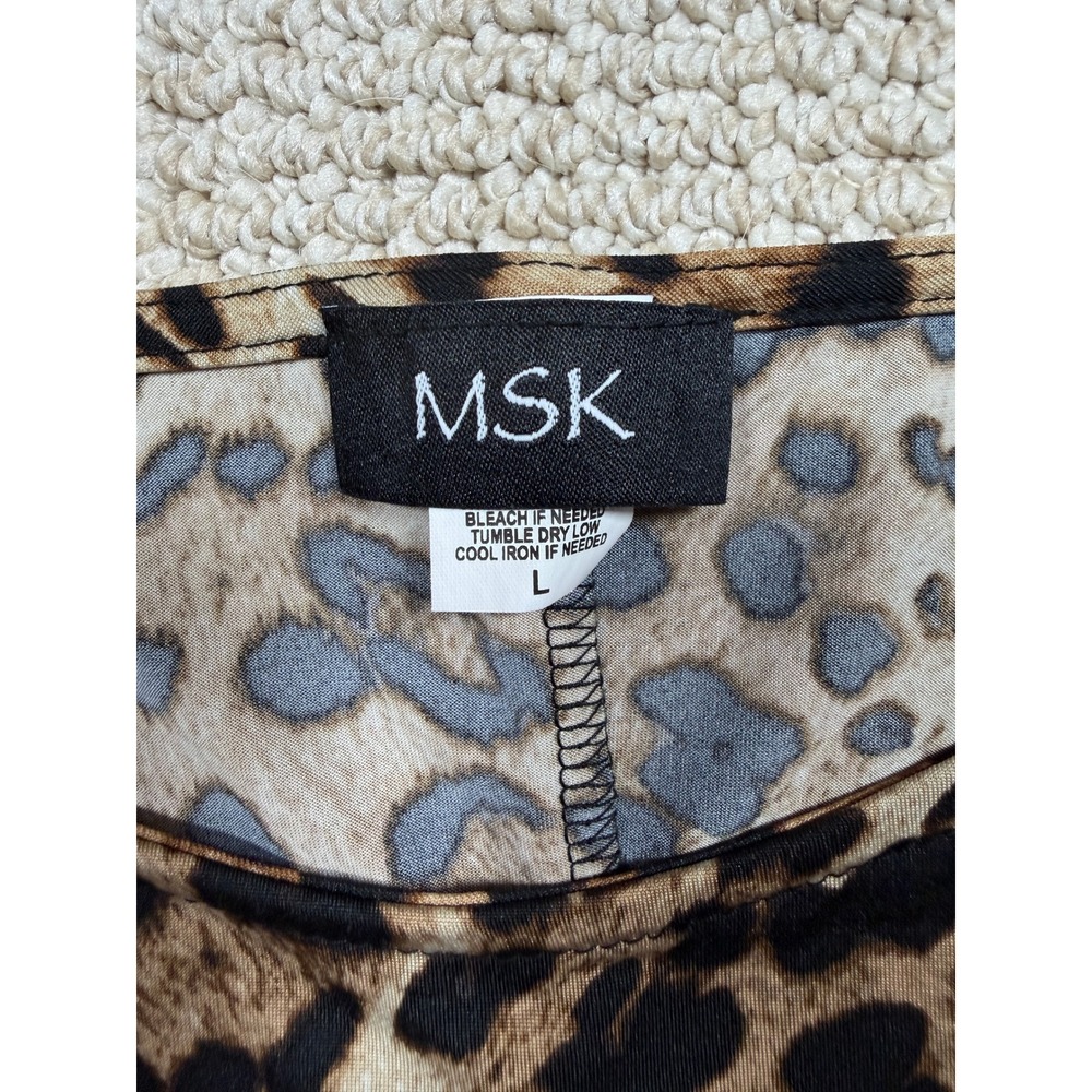 MSK Shift Dress Womens Size Large Brown‎ Cheetah Print Sleeveless A-Line Casual - Picture 2 of 5